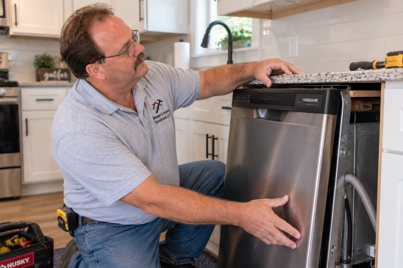 Mark installing a dishwasher